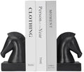 Black Horse Bookends, Vintage Horse Head Book Ends for Heavy Books by Home