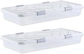 VEVOR Under Bed Storage with Wheels, 39.8 x 20.1 x 5.9 inch Underbed Containers, Underbed Shoes Organizer with Lid & Gray Latch, Rolling Under the Bed Storage Bins for Clothes Shoes Blankets, 2 Pack by VEVOR