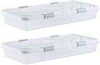 VEVOR Under Bed Storage with Wheels, 39.8 x 20.1 x 5.9 inch Underbed Containers, Underbed Shoes Organizer with Lid & Gray Latch, Rolling Under the Bed Storage Bins for Clothes Shoes Blankets, 2 Pack by VEVOR