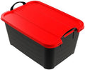 Life Story 6 Pack Heavy Duty Stackable Storage Bin, 55 Quart Home Organizer, Versatile Lightweight Locking Bins with Carrying Handles, Black/Red by LifeStory