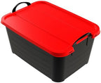 Life Story 6 Pack Heavy Duty Stackable Storage Bin, 55 Quart Home Organizer, Versatile Lightweight Locking Bins with Carrying Handles, Black/Red by LifeStory