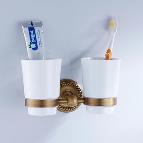 Antique Bronze Double Toothbrush Holder for Bathroom Tumble Holder Wall Mounted - Image 5