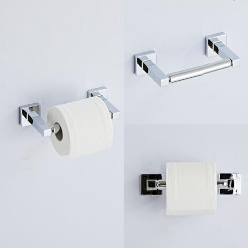 Chrome Bathroom Hardware Set 4 Pieces,Bathroom Accessories Set Stainless Steel Wall Mounted, Hand Towel Bar, Towel Ring, Robe Towel Hooks,Toilet Paper Holder,Towel Bar Set, 23.6 Inch - Image 5