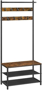 VASAGLE Hall Tree with Bench and Shoe Storage, 9 Movable Hooks, Top Bar by VASAGLEbySONGMICSHOME