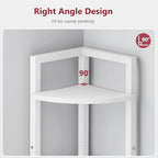 Tajsoon Small Corner Shelf Stand 3 Tier 39.5" with Metal Frame, White - Image 4
