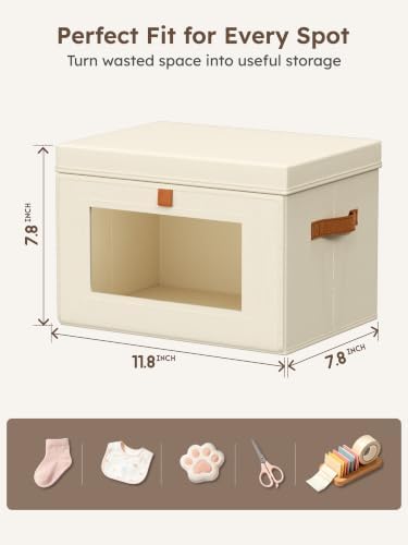 Homsorout Small Closet Storage Bins - Closet Shelf Organizer with Open Window, 6 Pack, Beige - Image 5