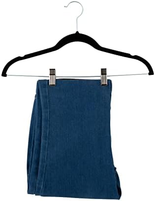 Simplify 24 Pack Velvet Hangers with Clips | Skirt and Pants | Slim Space Saving | Closet Organization | Non-Slip | Prevent Creases | Swivel Neck | Durable | Black - Image 5