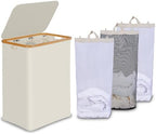 efluky Laundry Hamper 3 Section with lid and 3 Removable Bags, Beige by efluky