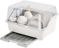 Tomorotec Plastic Dish Drying Rack & Drain Board with Lid Cover Light White by Tomorotec
