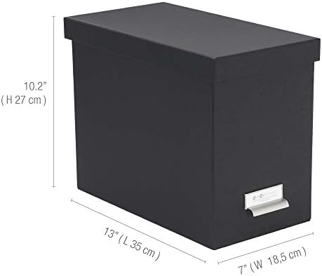 Bigso John Fiberboard Label Frame Desktop File Storage Box - Document Organizer for Important Paperwork - Durable Hanging File Box with a Lid & Metal Label Window - 7.36 x 13.38 x 10.51 in - Dark Grey - Image 2