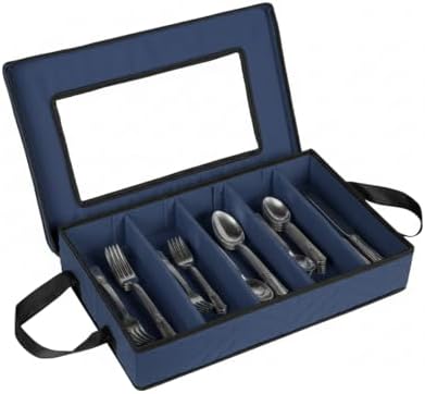 Flatware Storage Case 5 Compartments Silverware Container Box, Blue by HOLDN%E2%80%99STORAGE
