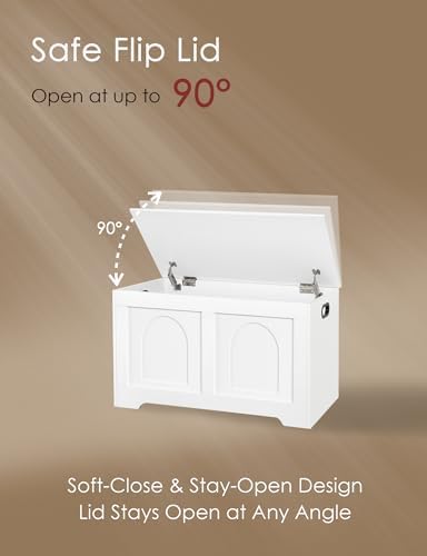 DINZI LVJ Storage Chest, Wooden Toy Box, White 31.5" L - Image 5