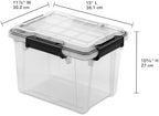 Sterilite 12 Pack 19 Qt Gasket Box, Clear Stackable Plastic Storage Container with Lids, Black - Waterproof and Dustproof Tote for Home Organization - Image 3