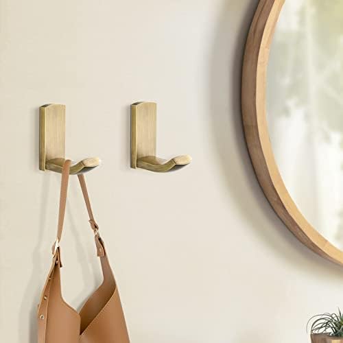 WINCASE Antique Brass Towel Hook, Bathroom Wall Robe Hooks Vintage Mounted, Rustic Bath Coat Clothes Hooks 4 Pack - Image 4