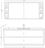 74 IN Freestanding Single Sink Bathroom Vanity Set with LED Mirror Cabinet - Image 2
