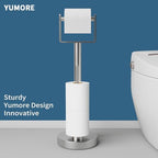 YUMORE Toilet Paper Holder Stand with Storage Weighted Base, Brushed Nickel - Image 2