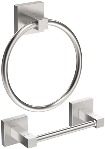 RUACQ Brushed Nickel Toilet Paper Holder & Towel Ring, Bathroom Accessories by Ruacq