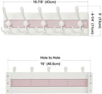SKOLOO Coastal Wall Mounted Coat Rack-16.88" Beach House Entryway Wooden Coat Hook with 5 Hooks for Hanging Coats, Hats or Towels, Oceanfront Cottage Core Collection, White&Palm Beach Pink, Pack of 2 - Image 6