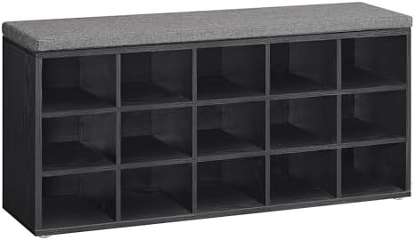 VASAGLE Shoe Bench with Cushion, 15 Compartments, 11.8 x 41.3 x 18.9 Inches by VASAGLEbySONGMICSHOME