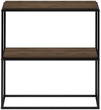 Furinno Moretti 2-Tier Metal Frame Storage Shelves, Columbia Walnut - Image 6