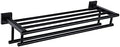 KOKOSIRI Bath Towel Rack with Double Towel Bars Bathroom Towel Shelf 24 Inch Towel Holder Wall Mounted Stainless Steel, Matte Black, B6005BK-L24 by KOKOSIRI
