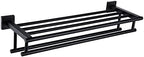 KOKOSIRI Bath Towel Rack with Double Towel Bars Bathroom Towel Shelf 24 Inch Towel Holder Wall Mounted Stainless Steel, Matte Black, B6005BK-L24 by KOKOSIRI