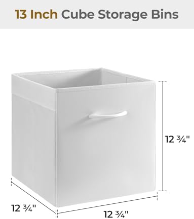 StorageWorks White 13in Storage Cubes, Leather Cube Storage Bins, 4-Pack - Image 2