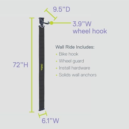Delta Wall Ride Bike Rack Wall Mount with Tire Wall Guard Cycle – Vertical Bike Mount Holds Up to 100 lbs – Fully Adjustable Vertical Hanger Hook Design Provides Easy Bicycle Storage Access - Image 7