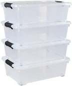 4 Packs 20 Quart Plastic Under Bed Storage Container with Wheels - Image 7