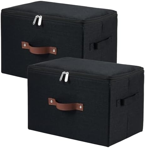 2PCS Storage Bins with Zipper Lids Decorative Lidded Basket Box by VinneGenzz