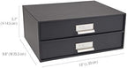 Bigso Box of Sweden Birger 2-Drawer Fiberboard Label Frame Document Letter Box | Desktop Drawers for Loose Papers, Documents with Metal Label Holder | 13.1" x 10" x 5.7" | Dark Grey - Image 3