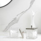 Glass Cotton Jar Holder 2 Pack– Satin Nickel Lid, Elegant Bathroom Storage Canister for Qtips, Cotton Balls, Floss, Makeup Organizer, Vanity & Bathroom Organization - Image 7