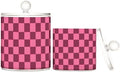 Checkered Hot Pink Qtip Holder Waterproof Dustproof Apothecary Jars with Lids For Bathroom Cotton Swabs Makeup Sponges Floss Picks Bath Salts 2 Pack by Tatenale