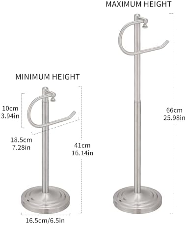 Hand Towel Holder Stand for Bathroom Countertop, Standing Towel Rack with Non-Slip Base, Stainless Steel Adjustable Towel Bar 16.5-26 Inch for Kitchen Vanity (Brushed Nickel) - Image 5