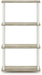 Furinno TURN-S-TUBE Storage Shelves, 4-Tier Book Shelf, Corner Shelf, Toolless Open Shelves, for Organization and Storage, Living Room, Garage, Home Office, Sonoma Oak - Image 6