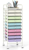 GIANTEX 10 Drawer Storage Cart, Rolling Craft Cart w/Metal Tabletop by Giantex