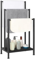 Freestanding Towel Rack, 3 Tier Metal Towel Rack, Black by NOVIMANGO