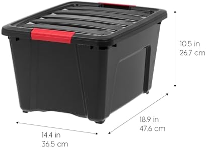IRIS USA 4-Pack 32 Quart Storage Bins with Lids, Black - Image 2
