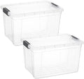 Superio 26.5 Quart Clear Plastic Storage Boxes with Lids, Stackable Organizer Containers, BPA-Free Storage Bins for Home, Office, School & Dorm, 2 Pack by Superio