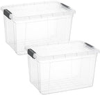 Superio 26.5 Quart Clear Plastic Storage Boxes with Lids, Stackable Organizer Containers, BPA-Free Storage Bins for Home, Office, School & Dorm, 2 Pack by Superio