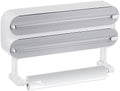 uxcell 3 in 1 14"x2.6" Plastic Wrap Dispenser with Cutter and Magnetic Bottom, Suitable for Tin Foil, Plastic Cling Wrap, Aluminum Foil - Gray by uxcell