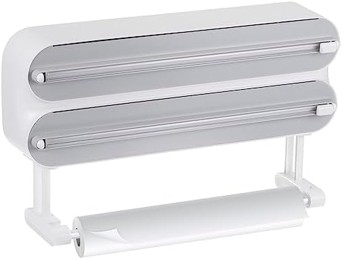 uxcell 3 in 1 14"x2.6" Plastic Wrap Dispenser with Cutter and Magnetic Bottom, Suitable for Tin Foil, Plastic Cling Wrap, Aluminum Foil - Gray by uxcell