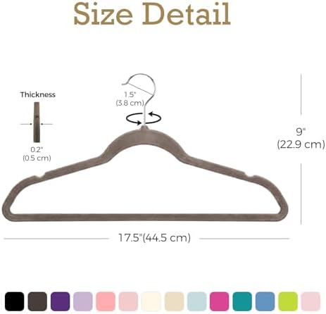 HOUSE DAY Taupe Velvet Hangers 60 Pack, Premium Non Slip Clothes Hanger - Image 6
