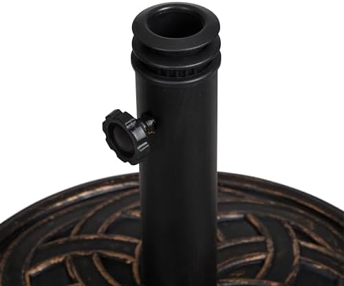 Backyard Expressions 26.5 lb Round Heavy Duty Patio Umbrella Base – Weather Resistant Calcium Carbonate Resin with Bronze Weave Design – Fits 1.5" to 2" Poles, Easy Assembly, UV & Fade Resistant - Image 4