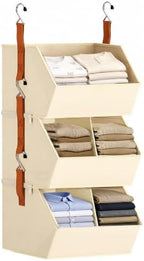 UFORU 3-Tier Hanging Closet Organizer with Dividers for Dorm & Bedroom by UFORU