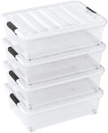 25 Quart Clear Under Bed Storage Container with Wheels, 4 Packs by Knifefish