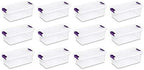 Sterilite 6 Qt Clearview Latch Storage Box, Stackable Bin with Latching Lid, Plastic Container to Organize Shoes in Closet, Clear Base, Lid, 12-Pack - Image 2