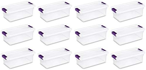 Sterilite 6 Qt Clearview Latch Storage Box, Stackable Bin with Latching Lid, Plastic Container to Organize Shoes in Closet, Clear Base, Lid, 12-Pack - Image 2