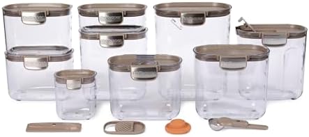 ProKeeper+ Airtight Food Storage Container Set – Clear Plastic Flour and Sugar Canister Set with Magnetic Accessories for Kitchen Organization (Taupe, 13-Piece) by Unknown