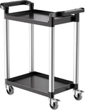 VEVOR Utility Cart, 300 lbs Load Capacity, 2-Tier Utility Plastic Cart with 360° Swivel Wheels (2 with Brakes), 24.4 x 16.1-inch Food Service Cart for Warehouse, Office, Home, Restaurant, Kitchen by VEVOR